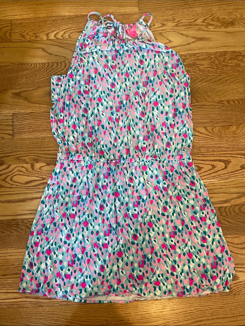 Lilly Pulitzer Pink, Teal & White Printed Sundress Romper